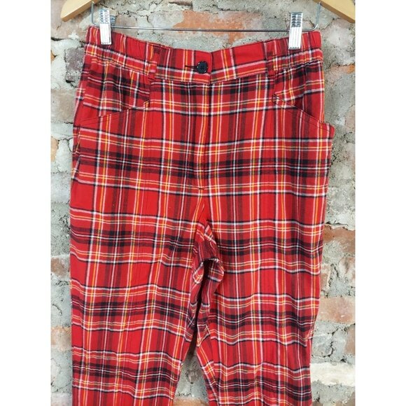 Urban Outfitters Red Plaid Pants Womens Sz M Skinny C - Picture 2 of 4